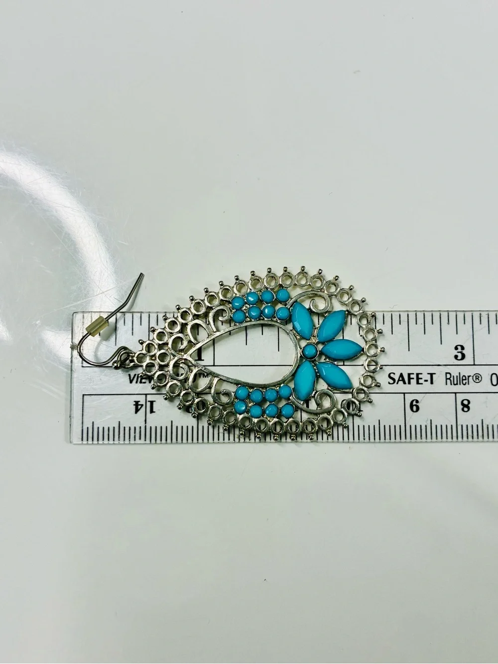 Turquoise Blue Statement Dangling and Dainty Cross Earrings Set Lot of 2 Casual